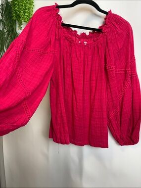 Max Studio Fuchsia Boho Peasant Blouse